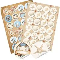 Logbuch-Verlag Aufkleber 2 x 24 selbstklebende Sticker - 24 Muscheln + 24 maritime Motive
