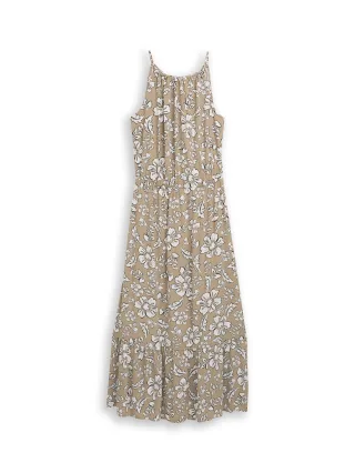 Tom Tailor - Maxi-Kleid aus Viskose olive big flower design - Gr. - 42