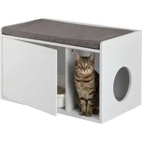 relaxdays Katzentoilette Katzenschrank mit Sitzauflage