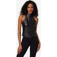 RICANO Neckholdertop Lina Ledertop rückenfreies Leder-Top aus weichem Lamm Leder