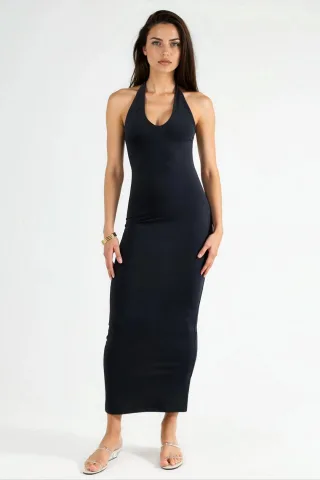 Halter-Neck Midi-Kleid