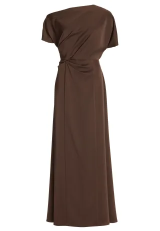 SWING - Abendkleid aus Satin mit asymmetrischem Oberteil chocolate brown - Gr. - 36