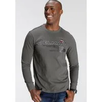 DELMAO Langarmshirt schmale Passform, bedruckt, Rundhalsausschnitt, aus Baumwolle