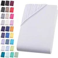 Visaggio Spannbettlaken Jersey aus 100% Baumwolle Spannbetttuch Bettlaken, Jersey, Gummizug: rundum, Spannbettlaken, für Matratzenhöhen bis 22 cm, Steghöhe 30 cm