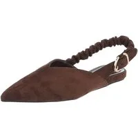 Ital-Design Damen Slingback Schuh flach mit Metallschnalle Schnürpumps (92079000) Flach Schnür- & Riemchenpumps in Braun