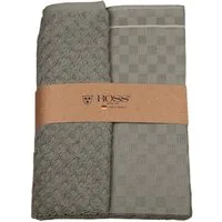 ROSS Geschirrtuch 2er Set 908, 1 Geschirrtuch + 1 Küchenfrottiertuch in einer Banderole, (Set, 2-tlg., 1x 50x70 cm + 1x 50x50 cm), Zwirn Halbleinen Geschirrtuch + Küchenfrottiertuch aus 100% Baumwolle