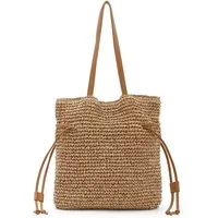 FOUORTUNATE-BEE Handtasche Damen Strohtaschen, Geflochtene Sommer-Handtasche, Strand-Tote (Kordelzug-Schultertasche)