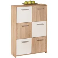 Inter Link Kommode Egadi, Hochkommode weiß/Eiche Sonoma, Stauraummöbel, modern (1 St), Für Wohnzimmer & Schlafzimmer, BxTxH: 77 x 30 x 115 cm