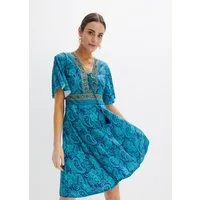 bonprix Jerseykleid ausgestellte Passform, Kurzarm, mit Schnürung und Bindeband