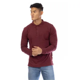 Peter Werth - Poloshirt für Herren, bestickt, Langärmlig (Burgunderrot)