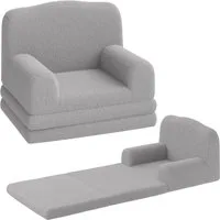 GarveeMore Kindersofa 2-in-1 Schlafsofa Sofabett Klappsofa für Kinder aus Teddystoff