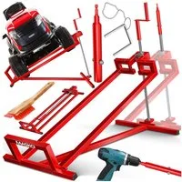 MASKO Rasentraktor Heber 450kg Hebevorrichtung für Aufsitzmäher mit Adapter inkl. Bürste, Rasentraktorheber, universelle Reinigungshilfe, Hebebühne für Quad