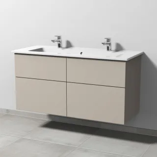 Sanipa 3way Keramik-Set Venticello Keramik-Doppelwaschtisch und Unterbau mit 4 Auszügen, Kaschmir-Ma SP3291U