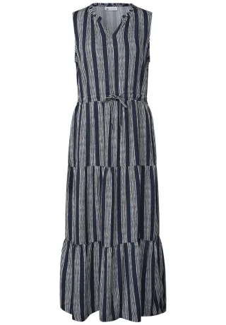 Street One - Maxikleid mit Streifen blau - Gr. - 36