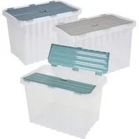 BURI Aufbewahrungsbox Wellenbox 24L 43x30x30cm Transparent Deckel Aufbewahrungsbox
