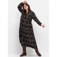 Sheego Etuikleid Druckkleid Langarm mit Alloverprint, komplett gefüttert