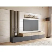 MIRJAN24 Wohnwand Narezi II, (TV-Lowboard, Wandboard, Wandpaneel), Griffloses Öffnungssystem, 300x40x209 cm