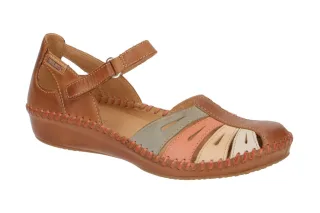 Pikolinos 655-0895C1 Damen Sandale brandy - Keilabsatz, Echtleder - Gummisohle