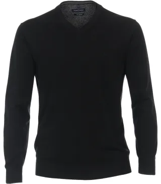 CASAMODA - Pullover mit V-Ausschnitt uni 004430 schwarz - Gr. - 5XL