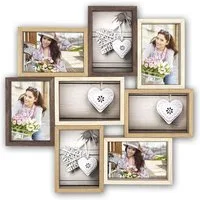 matches21 HOME & HOBBY Bilderrahmen Holz Bilderrahmen Collage braun, beige, creme für 13x18 cm, Wand-Deko Fotorahmen für mehrere Fotos zum Hängen