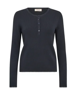 MOS MOSH - MMAliz Caliz Plain LS Knit salute navy - Gr. - XS