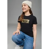 Bruno Banani T-Shirt Banani Paillettenshirt für modische Girls modische Basic-Passform, Kurzarm, mit Pailletten und Print