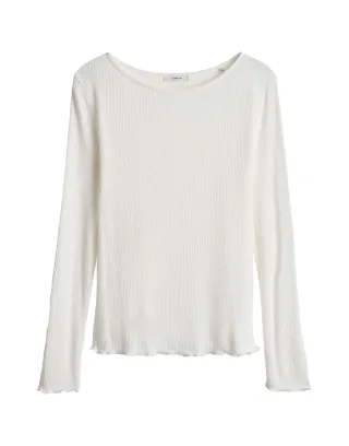 Opus - Leichtes Longsleeve mit feiner Struktur - Suzzo weiß - Gr. - 42
