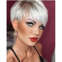 LuxusKollektion Kunsthaarperücke Perücke Damen Pixie Cut Pony Kunsthaar Ombre B-Ombre Platinblond