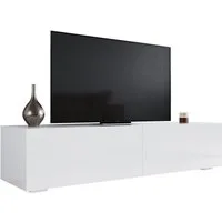 SONNI Lowboard Breite 140/160/180cm,TV Board,Hängend,Hochglanz,Weiß/schwarz, Belastbarkeit:20kg