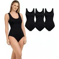 fashionshowcase Body Damen Trägerbody 3er Pack Baumwolle Stretch mit Hakenverschluss (3-tlg) glatte Verarbeitung für unsichtbares Tragen unter Kleidung