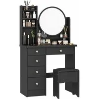 FUFU&GAGA Schminktisch mit LED und Hocker, 5 Schubladen, 80 cm