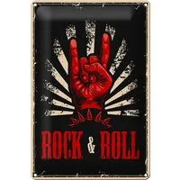 Femer GmbH Metallschild Retro 20x30cm Rock & Roll Musik, (1 St), gewölbte Oberfläche, abgerundete Ecken, umgeschlagene Kanten