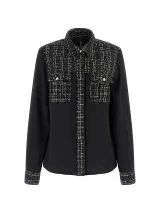Guess - SANDRA MIX TWEED SHIRT Jet Black A996 - Gr. - L
