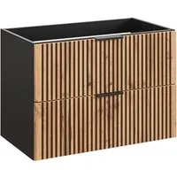 einfachgutemoebel Waschtisch-Set Waschtischunterschrank Tribune 80cm, Schwarz - Wotan-Eiche, (Badmöbel Set, 1-St., Waschtisch Unterschrank)