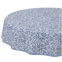 ANRO Tischdecke abwaschbar Tischtuch Baumwolle Polyester wasserabweisend (Einzelstück 1-tlg), Schmutzabweisend Maritim Blau Rund 100cm