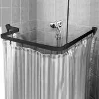 Euroshowers GmbH Duschvorhangstange Euroshowers Duschvorhang Schwarz 300 cm 60 cm, 1-läufig, Wand, Decke, Schrauben, Aluminium, Kann von Hand gebogen werden