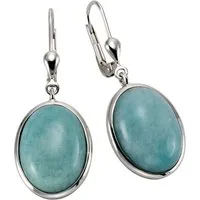 Zeeme Paar Ohrhänger Silber 925 rhodiniert mit 2x Amazonit 16x12mm