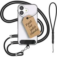 EAZY CASE Handykette Universal Handykette für alle Modelle zum Umhängen, Kette zum Umhängen Pad mit Kordel Uni Smartphonekette Schwarz Black