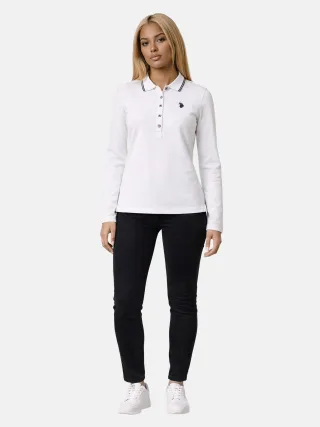 U.S. Polo Assn. Damen Langarm Poloshirt mit Stretchanteil