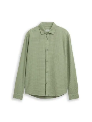 Denim Tom Tailor - Relaxed Fit Hemd mit Waffelstruktur sea spray - Gr. - XL