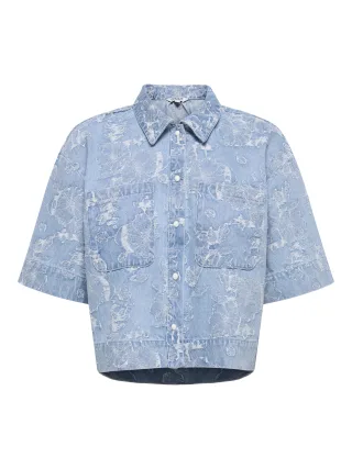 ONLY - ONLCLEO-AUDE SS JAQUARD DNM SHIRT QYT Light Blue Denim - Gr. - XL