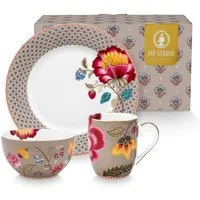 PiP Studio Frühstücks-Set Blooming Tales Fantasy Khaki Frühstücksset Set3