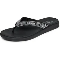 Skechers MEDITATION LUXE Zehentrenner Sommerschuh, Strandschuh, Urlaubsschuh mit Glitzersteine