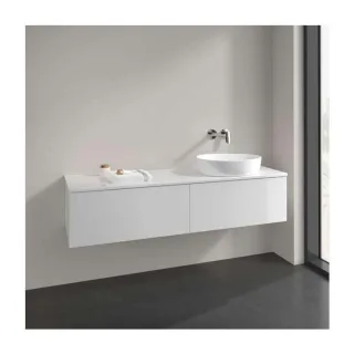 Villeroy und Boch Antao Waschtisch-Unterschrank K38050GF 160x36x50cm, Hahnlochbohrung, Waschbeckenplattenfarbe Lack, glossy white lacquer