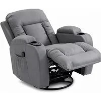 HOMCOM Massagesessel Relaxsessel mit Liegefunktion, Fernsehsessel mit Wippfunktion (Relaxsessel, 1-St., Fernsehsessel), Massage- und Wärmefunktion, Hellgrau