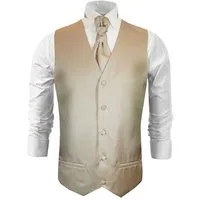 Paul Malone Anzugweste Herren Hochzeitsweste mit Plastron Set 2tlg gestreift - Bräutigam (Set, 2-tlg., mit Weste und Plastron) cappuccino braun V28, Gr. 52 (M)