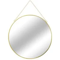 Mojawo Spiegel Wandspiegel Hängespiegel Spiegel Badspiegel rund Gold mit Kette Ø30cm