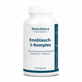 NatuGena Knoblauch-3-Komplex | 90 Kapseln | wilder, schwarzer und chinesischer Knoblauch | vegan