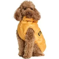 Fashion Dog Hundemantel Hunde-Steppmantel mit abnehmbarer Kapuze, Ocker-Gelb