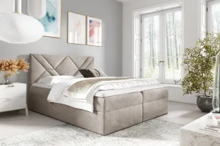 Boxspringbett Schlafzimmerbett 120x220cm LAZARO Nr.6 Ecru inkl. Bettkasten